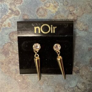 nOir Jewelry Gold Spike Drop Earrings with Clear Crystal Studs
